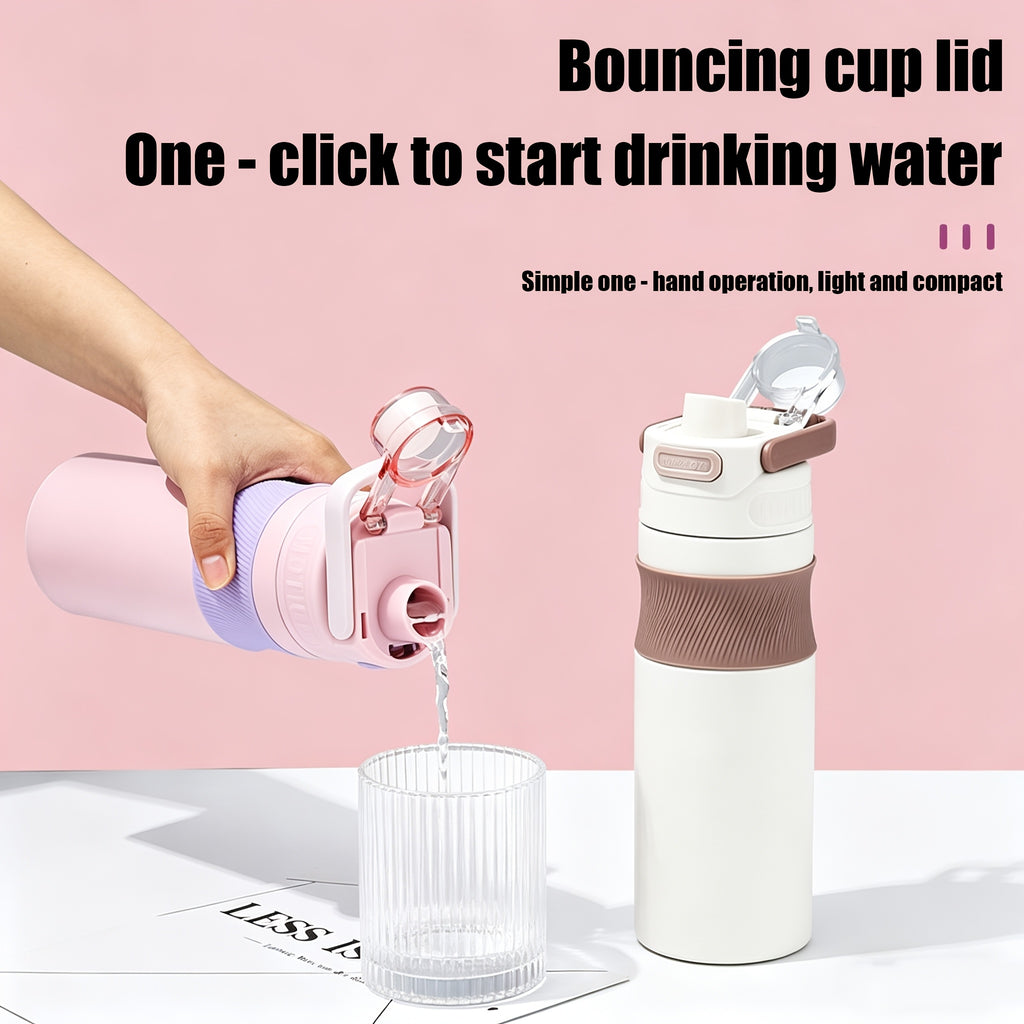 1pc 20 Oz Capacity 316 Stainless Steel Inner Tank Insulated Hot And Cold Cup Portable Handle One-Button Opening Water Bottle Car Cup