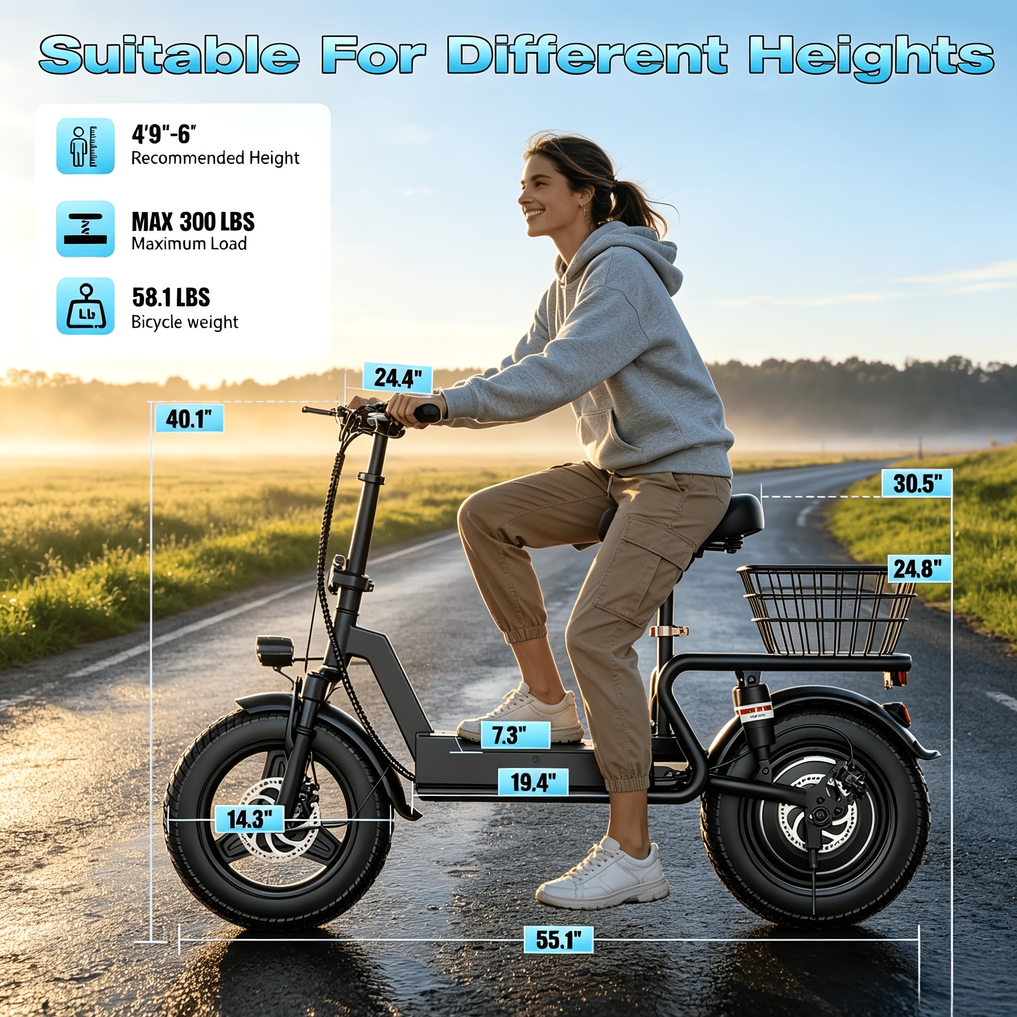 500W Electric Scooter Featuring a Multifunctional LCD Dashboard, a High-Capacity Rear Storage Box