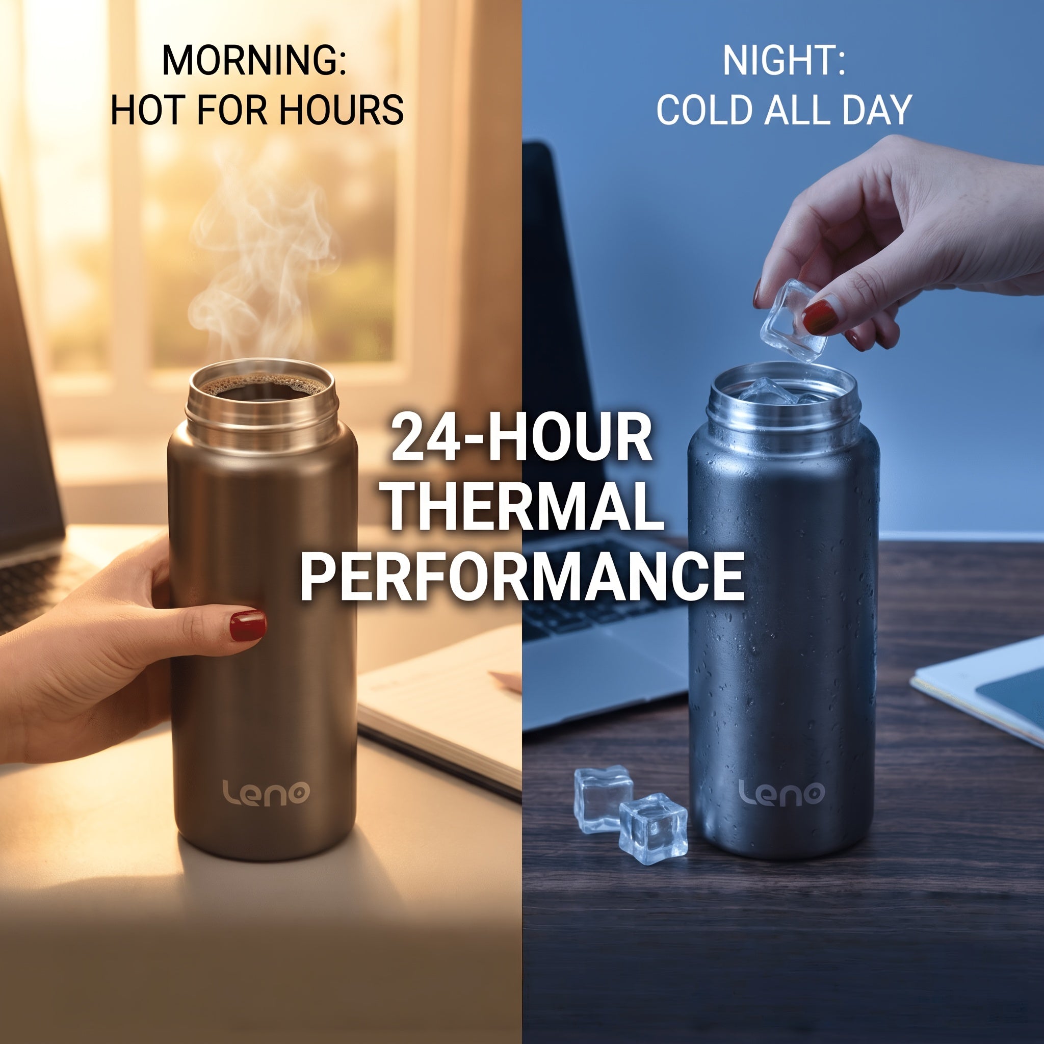 Leno 316 Stainless Steel Insulated Tumbler with Portable Handle, Vacuum Insulated Travel Coffee Mug