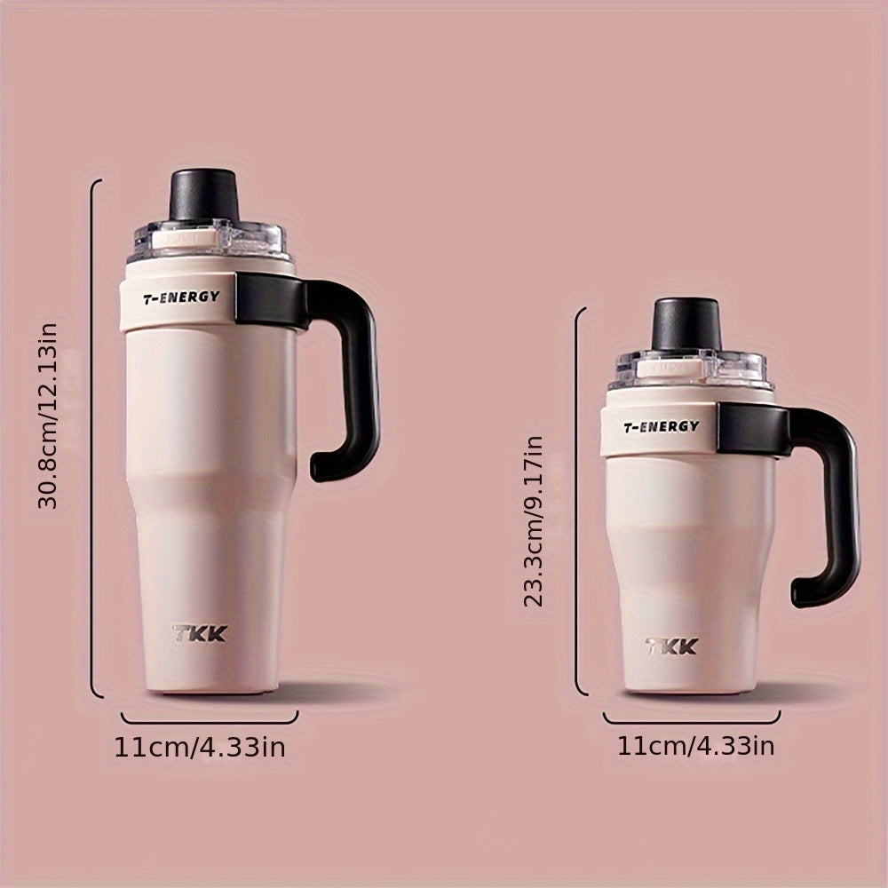 27.05oz\u002F40.58oz Large Capacity Ceramic Coating Liner Stainless Steel Cup Vacuum Keep Warm Cold Mug Cup with Straw Lid Handle for Coffee Coke Carbonated Beverages Ice Leakproof for School Office Outdoor Yoga sports