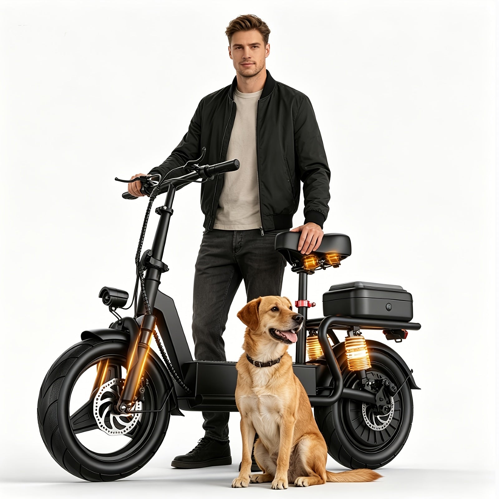 749W Off-road Electric Scooter, 48V 18A Large-capacity Battery, Range Up To 35 Miles, Equipped With Seat & Rear Trunk