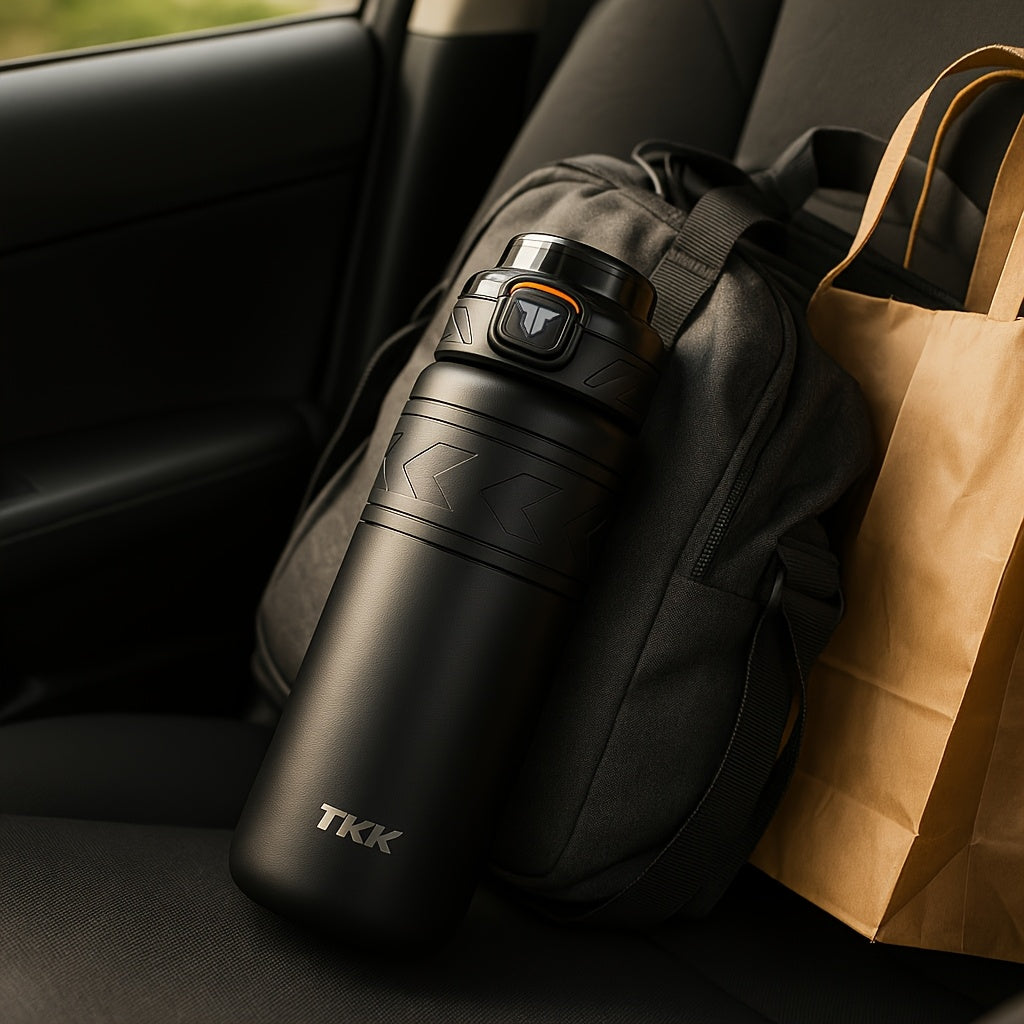 TKK Stainless Steel Thermal Vacuum Bottle Cup with Straw Strap Lock - for Hot\u002FCold Drinks