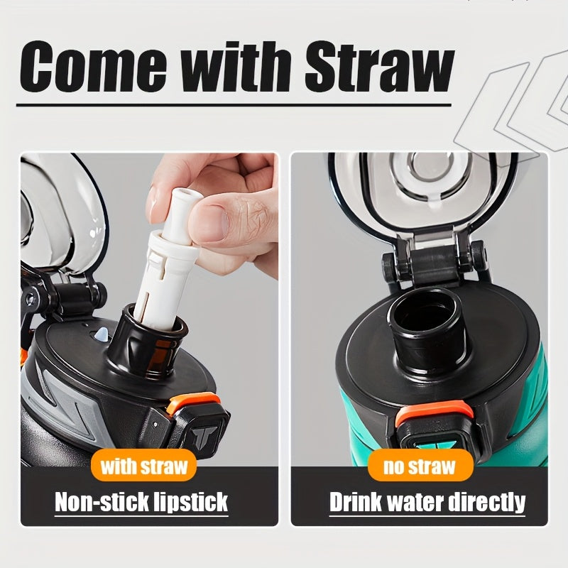 TKK Stainless Steel Thermal Vacuum Bottle Cup with Straw Strap Lock - for Hot\u002FCold Drinks