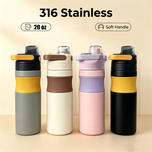 1pc 20 Oz Capacity 316 Stainless Steel Inner Tank Insulated Hot And Cold Cup Portable Handle One-Button Opening Water Bottle Car Cup