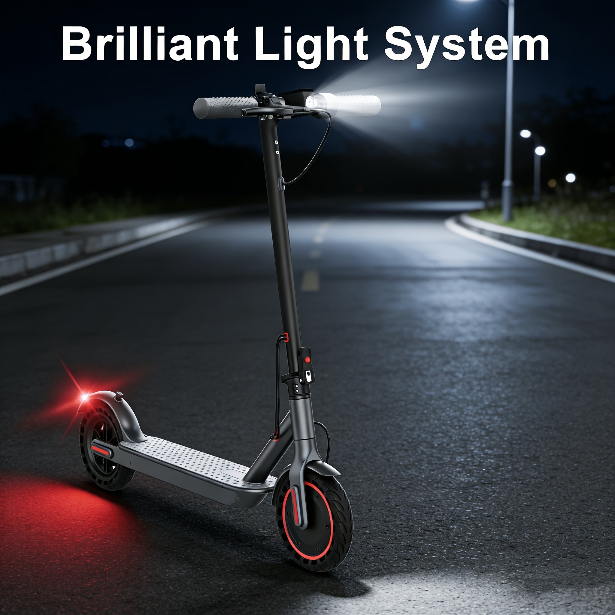 Long Distance Folding Adult Electric Scooter, 350W Motor, 8.5 Inch Anti-Slip Solid Tires, Smart APP & LCD Dashboard,