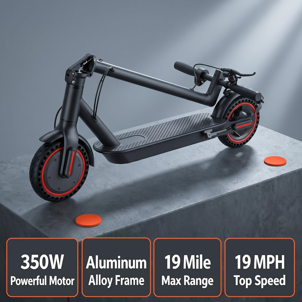 350W Motor. Adult Folding Electric Scooter, 8.5-Inch Tires, 3 Speed Settings, Dual Safety Brakes, Durable Body
