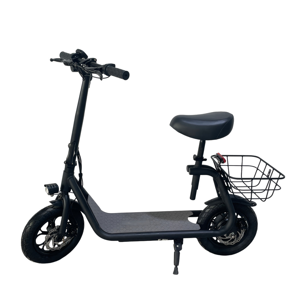 Electric Scooter, with A Foldable Front Frame for Easy Storage, A Rear Cargo Basket, A 36V 7.8Ah Battery
