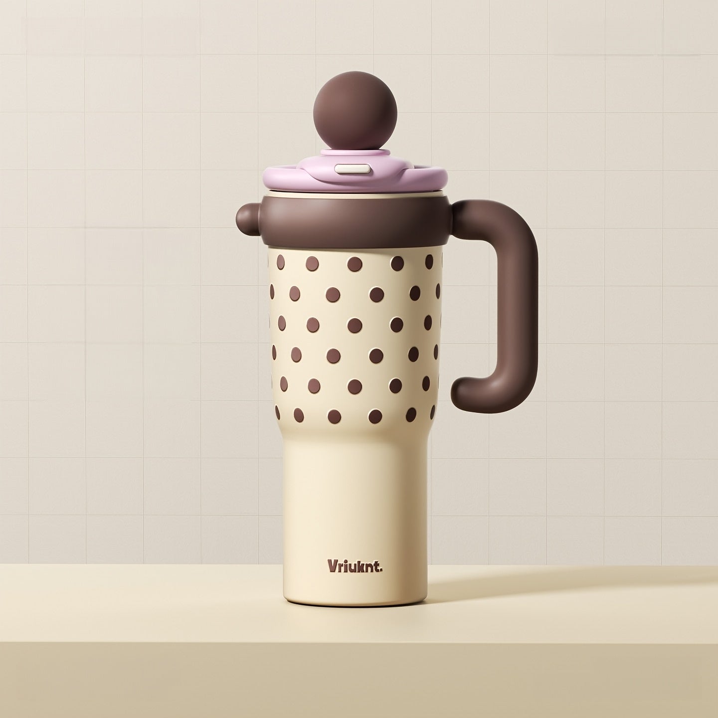 1pc Polka Dot Stainless Steel Tumbler, 40.58oz Large Capacity Dual Drinking Water Bottle, Insulated & Cold Retention Cup with Handle