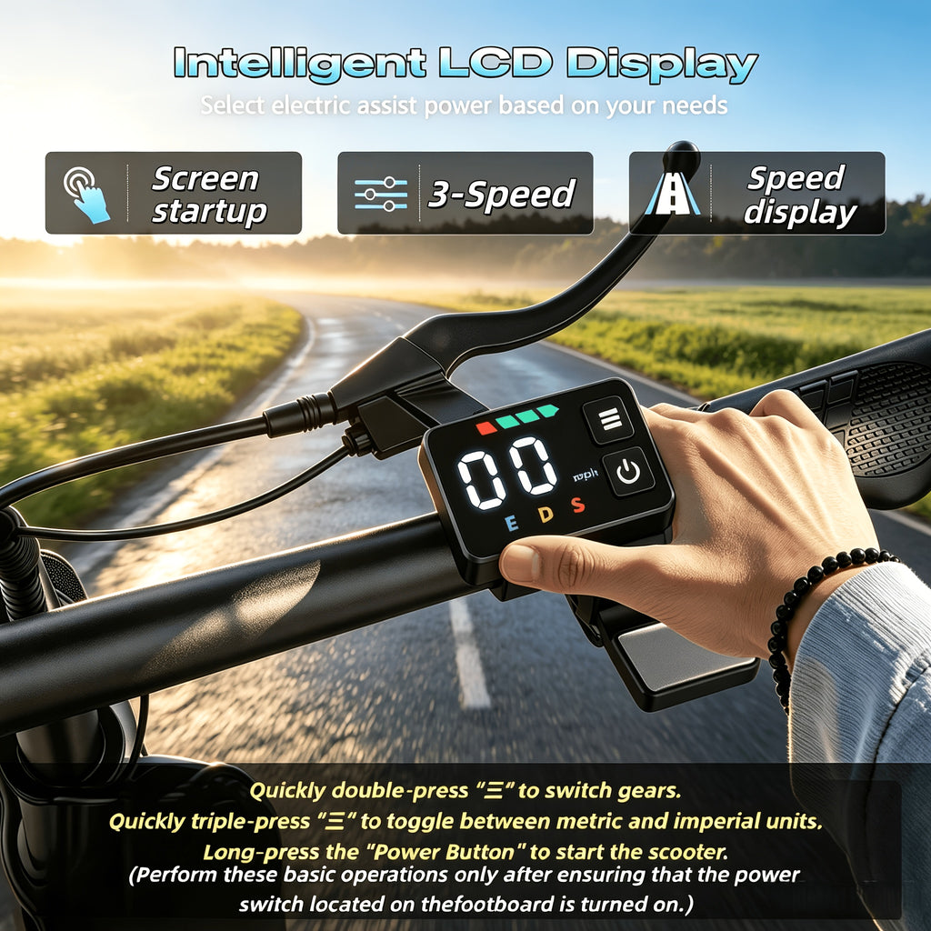 500W Electric Scooter Featuring a Multifunctional LCD Dashboard, a High-Capacity Rear Storage Box