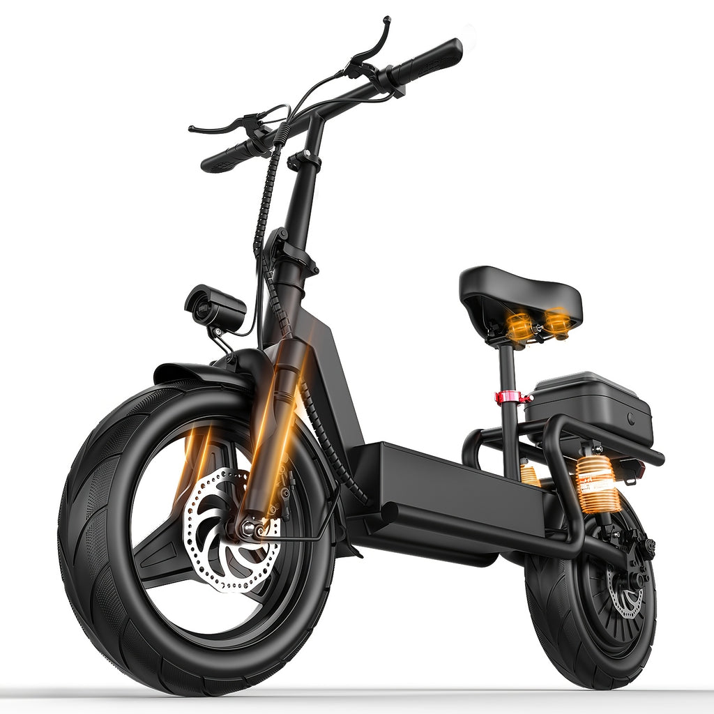 749W Off-road Electric Scooter, 48V 18A Large-capacity Battery, Range Up To 35 Miles, Equipped With Seat & Rear Trunk