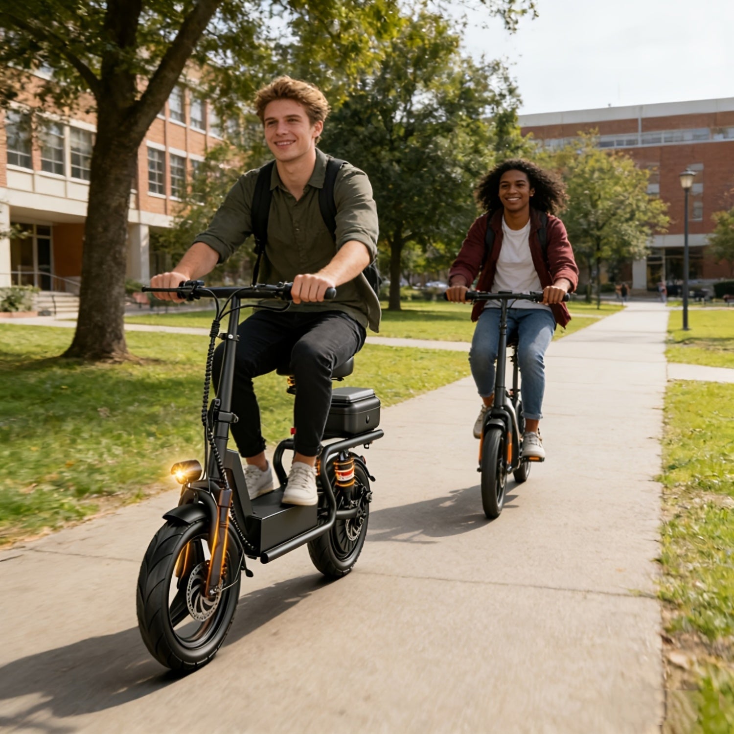749W Off-road Electric Scooter, 48V 18A Large-capacity Battery, Range Up To 35 Miles, Equipped With Seat & Rear Trunk