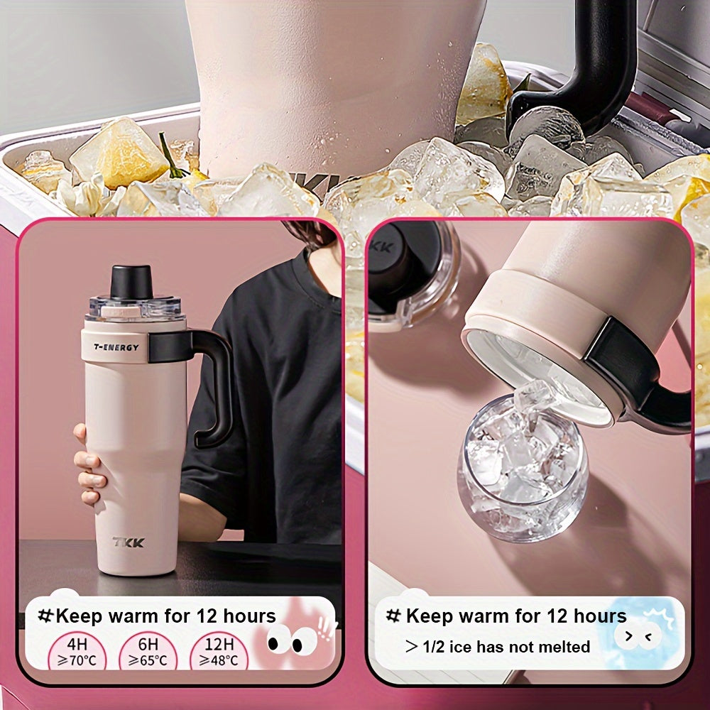 27.05oz\u002F40.58oz Large Capacity Ceramic Coating Liner Stainless Steel Cup Vacuum Keep Warm Cold Mug Cup with Straw Lid Handle for Coffee Coke Carbonated Beverages Ice Leakproof for School Office Outdoor Yoga sports