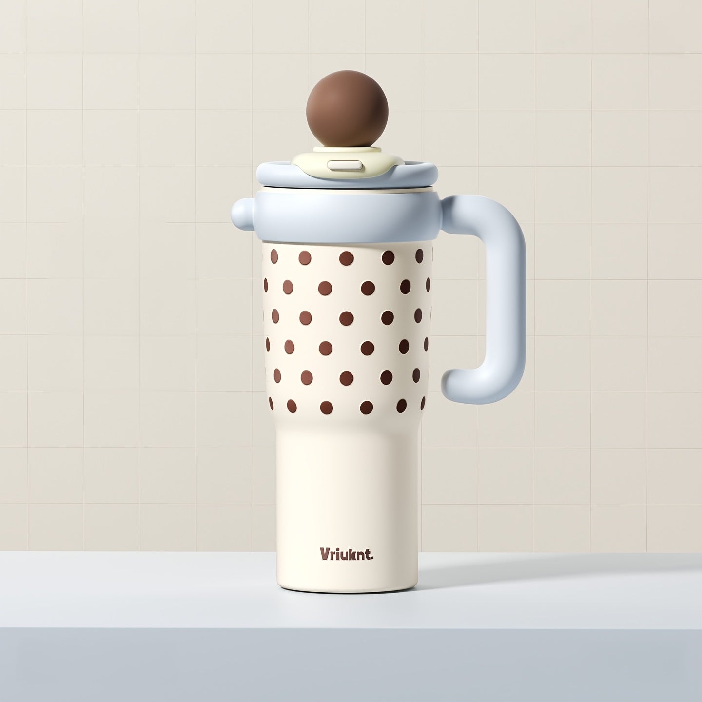 1pc Polka Dot Stainless Steel Tumbler, 40.58oz Large Capacity Dual Drinking Water Bottle, Insulated & Cold Retention Cup with Handle