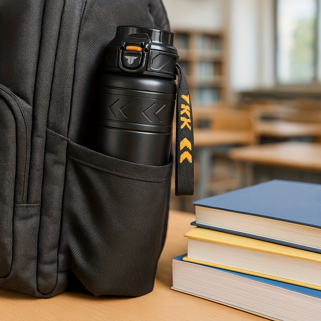 TKK Stainless Steel Thermal Vacuum Bottle Cup with Straw Strap Lock - for Hot\u002FCold Drinks