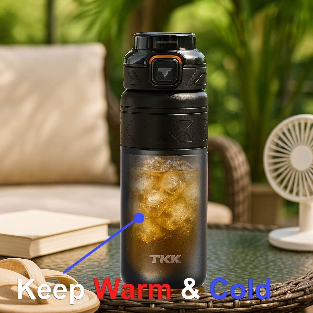 TKK Stainless Steel Thermal Vacuum Bottle Cup with Straw Strap Lock - for Hot\u002FCold Drinks