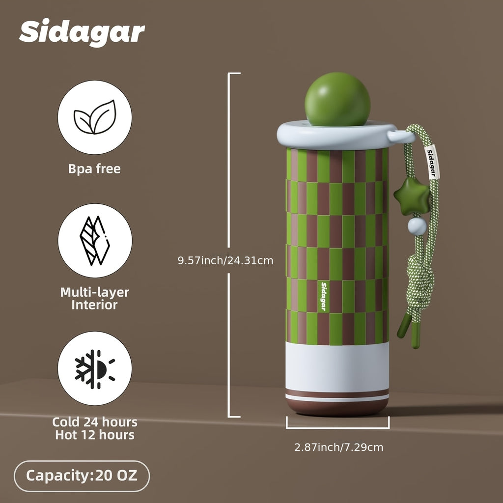 20oz 316 Stainless Steel Insulated Tumbler with Ceramic Inner Liner, Twist-Off Lid, Leak-Proof Locking Thermal Insulation