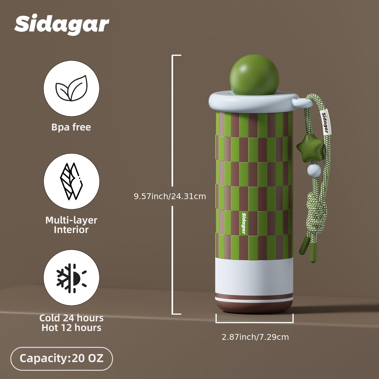 20oz 316 Stainless Steel Insulated Tumbler with Ceramic Inner Liner, Twist-Off Lid, Leak-Proof Locking Thermal Insulation