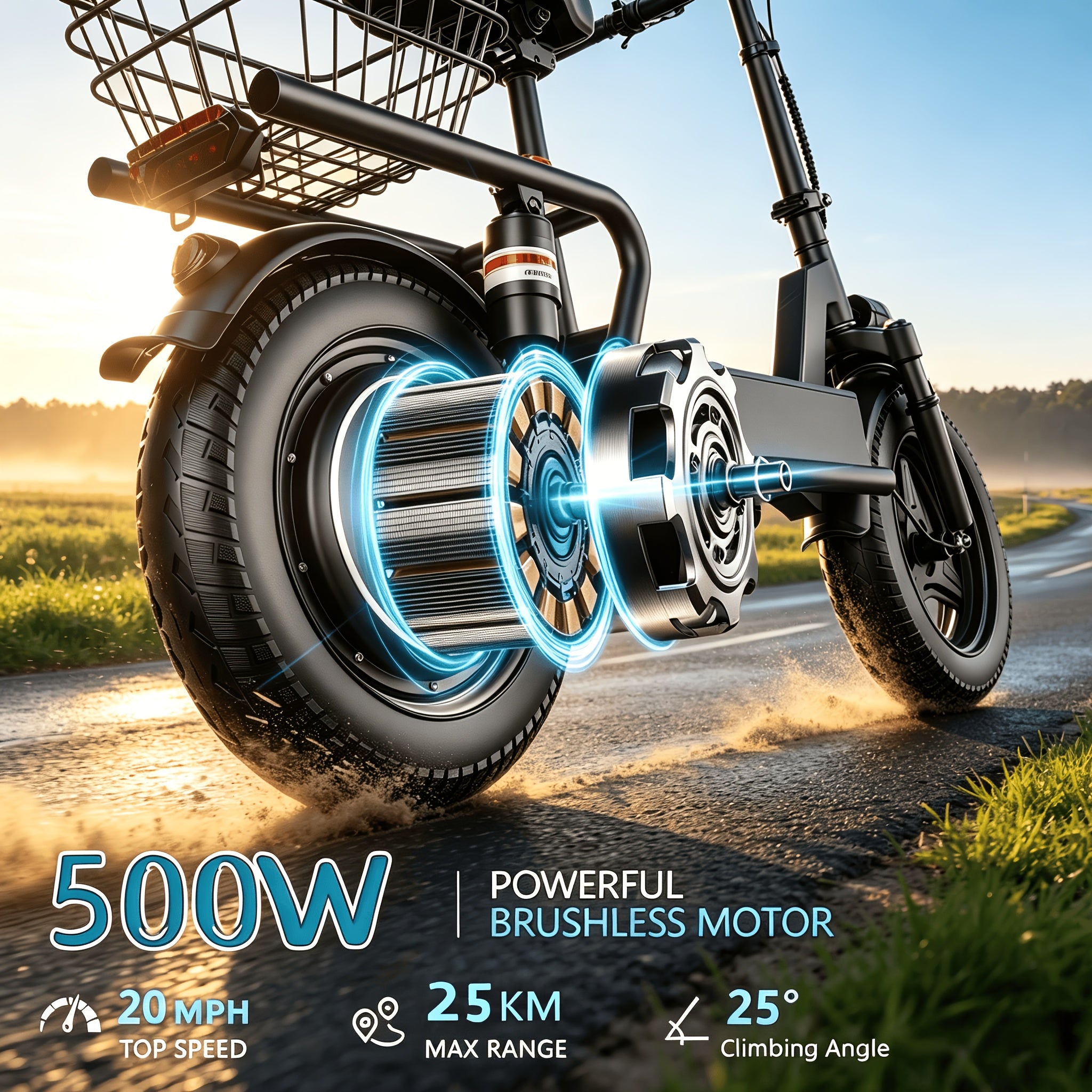 500W Electric Scooter Featuring a Multifunctional LCD Dashboard, a High-Capacity Rear Storage Box