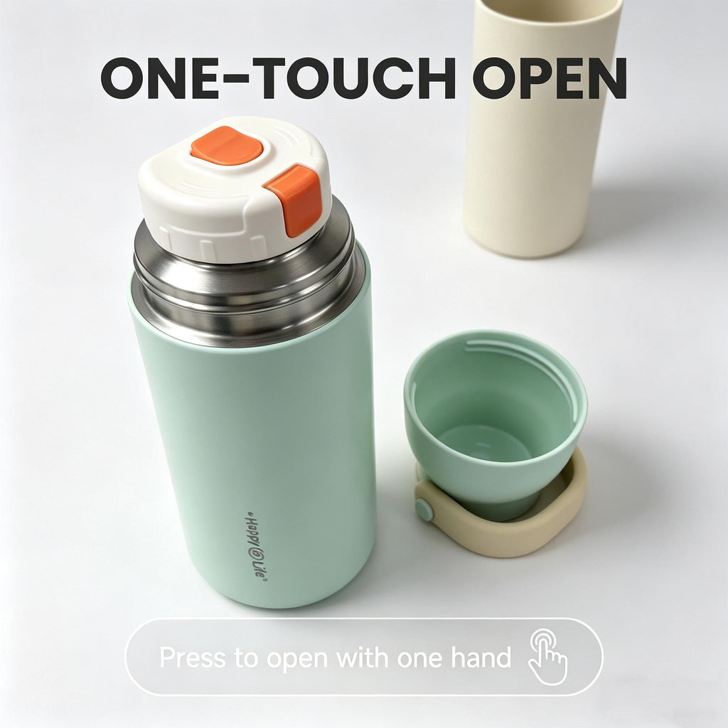 Happy Life 1pc 16.91oz Capacity 316 Stainless Steel Inner Liner One-Touch Lid Insulated Tumbler, Built-in Tea Infuser Tea Cup