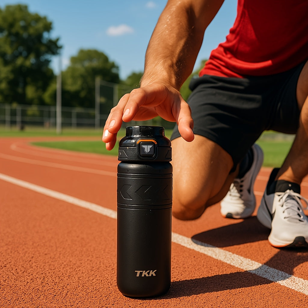 TKK Stainless Steel Thermal Vacuum Bottle Cup with Straw Strap Lock - for Hot\u002FCold Drinks