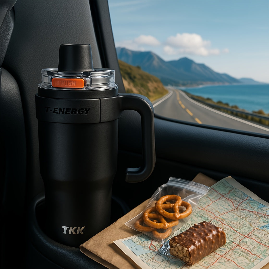 27.05oz\u002F40.58oz Large Capacity Ceramic Coating Liner Stainless Steel Cup Vacuum Keep Warm Cold Mug Cup with Straw Lid Handle for Coffee Coke Carbonated Beverages Ice Leakproof for School Office Outdoor Yoga sports