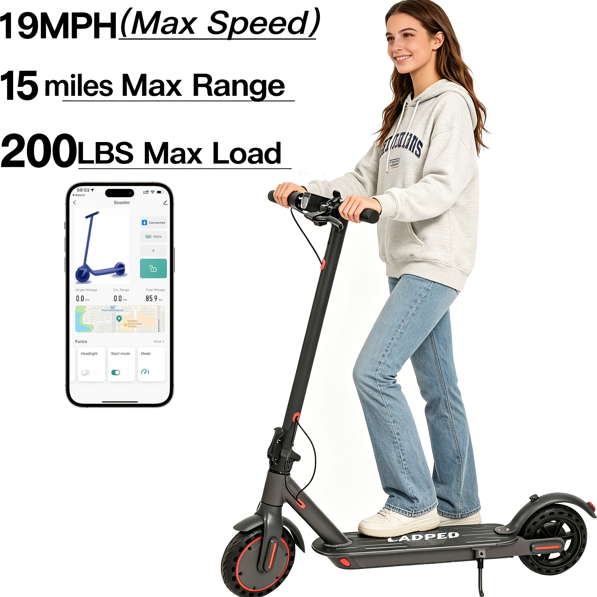LADPED Multiple Models Folding Electric Scooter, Rated 350W\u002F500W Motor Optional, High-Capacity Battery