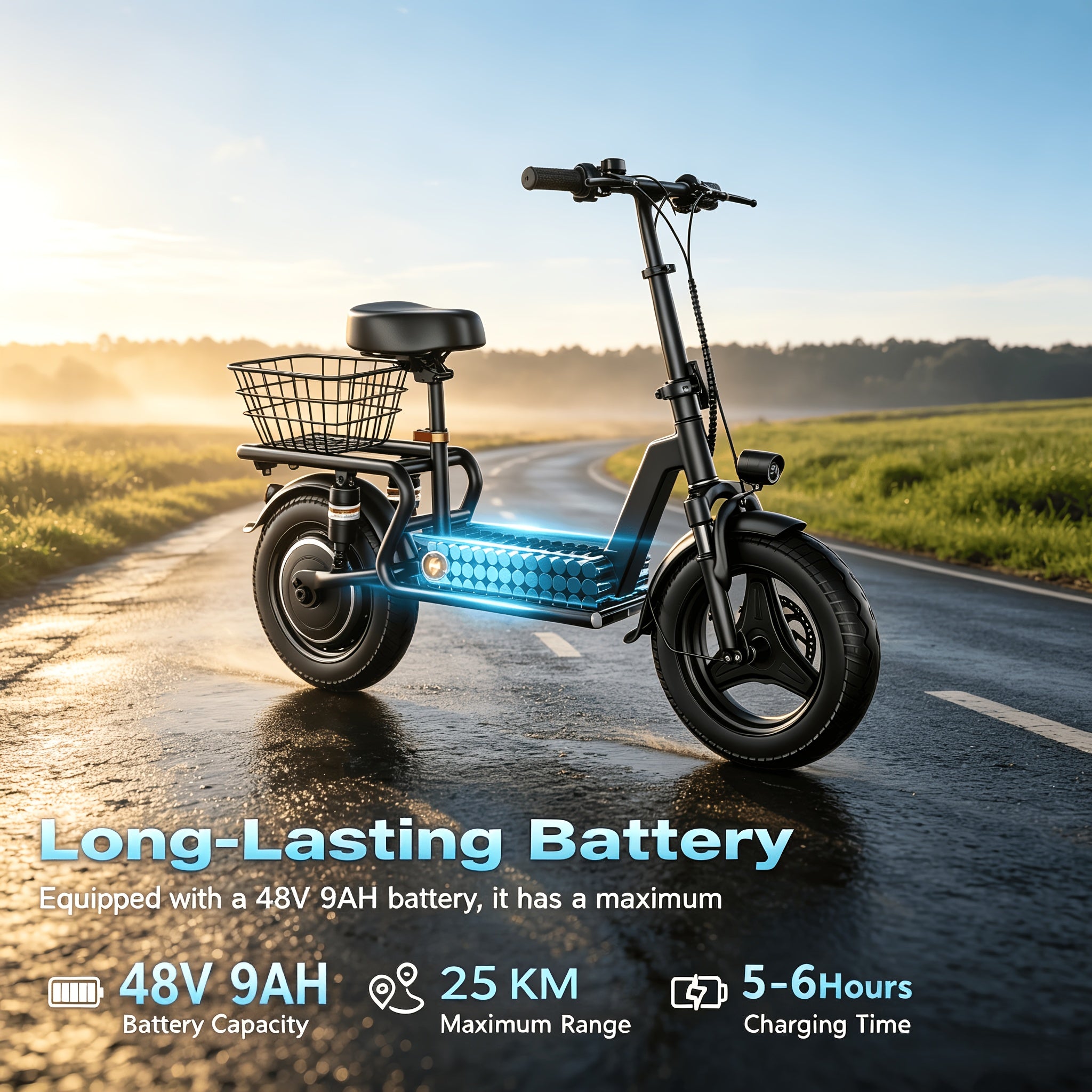 500W Electric Scooter Featuring a Multifunctional LCD Dashboard, a High-Capacity Rear Storage Box