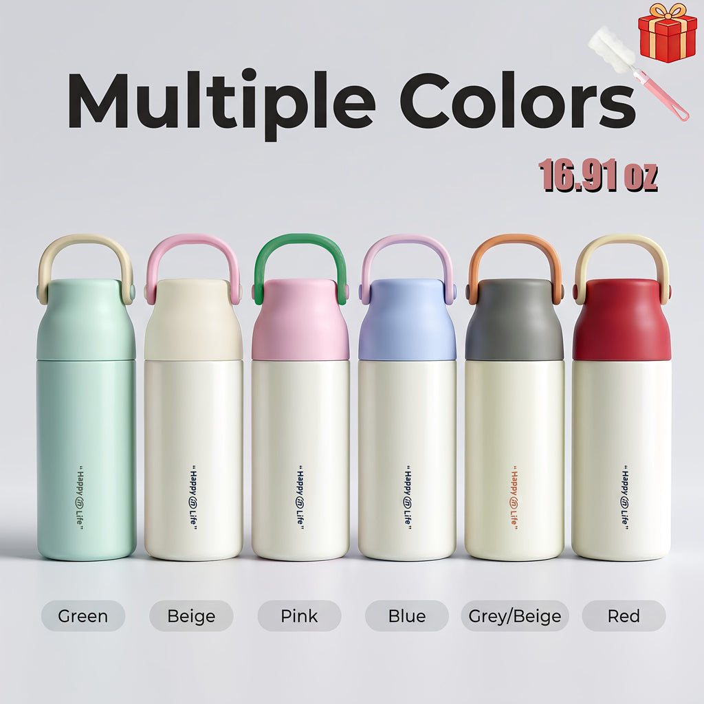 Happy Life 1pc 16.91oz Capacity 316 Stainless Steel Inner Liner One-Touch Lid Insulated Tumbler, Built-in Tea Infuser Tea Cup