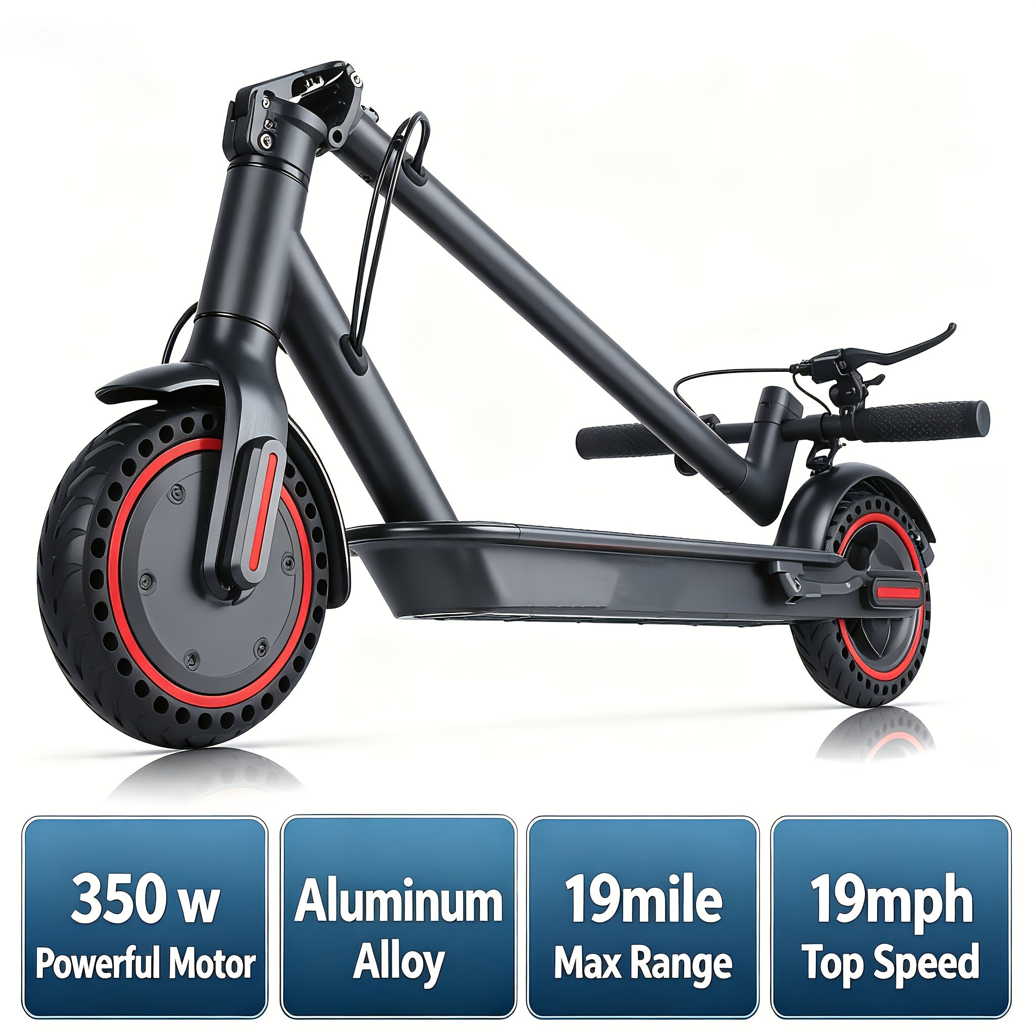 Long Distance Folding Adult Electric Scooter, 350W Motor, 8.5 Inch Anti-Slip Solid Tires, Smart APP & LCD Dashboard,